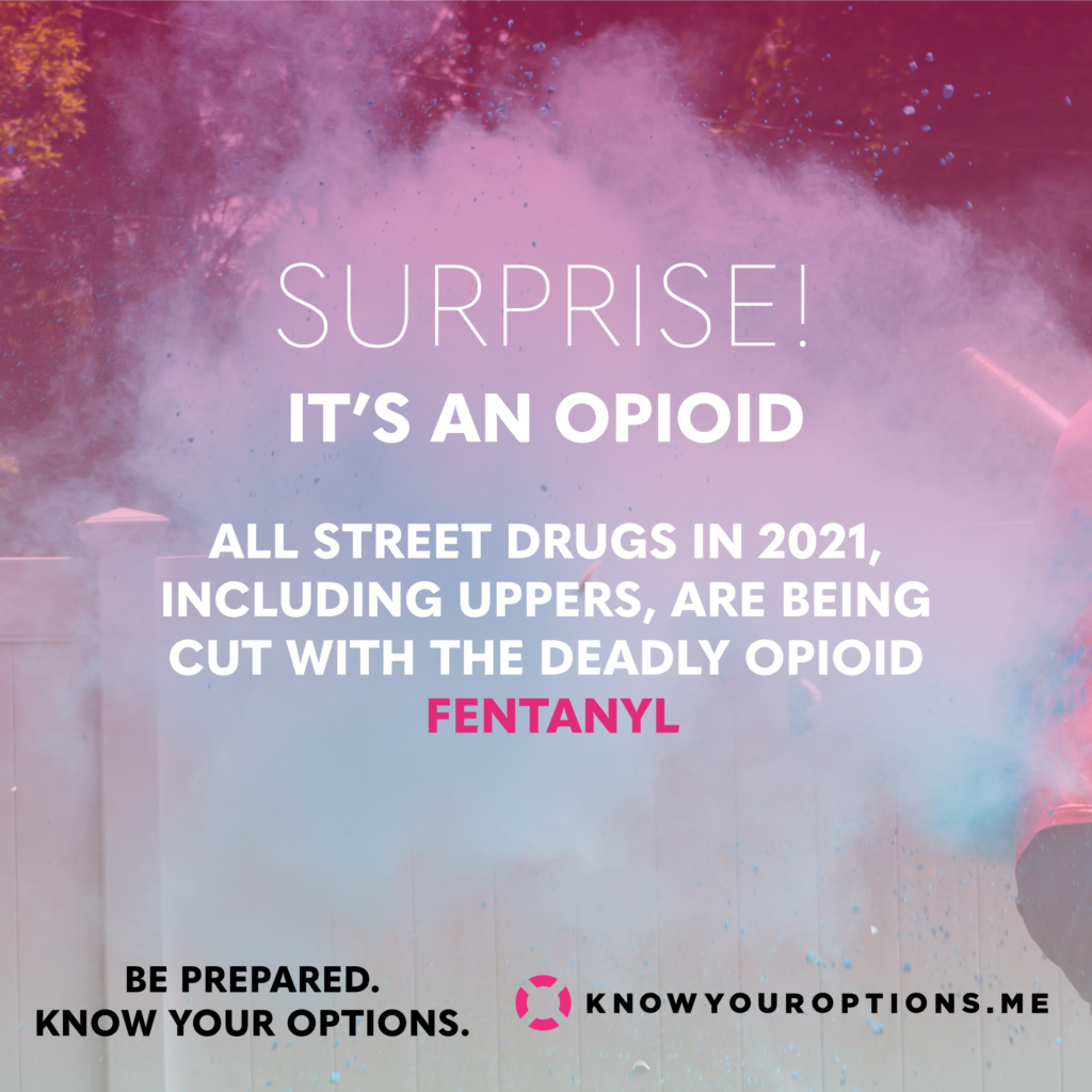 Surprise! It's an opioid. All Street Drugs in 2021, including uppers, are being cut with the deadly opioid fentanyl. OPTIONS advertisement on Instagram
